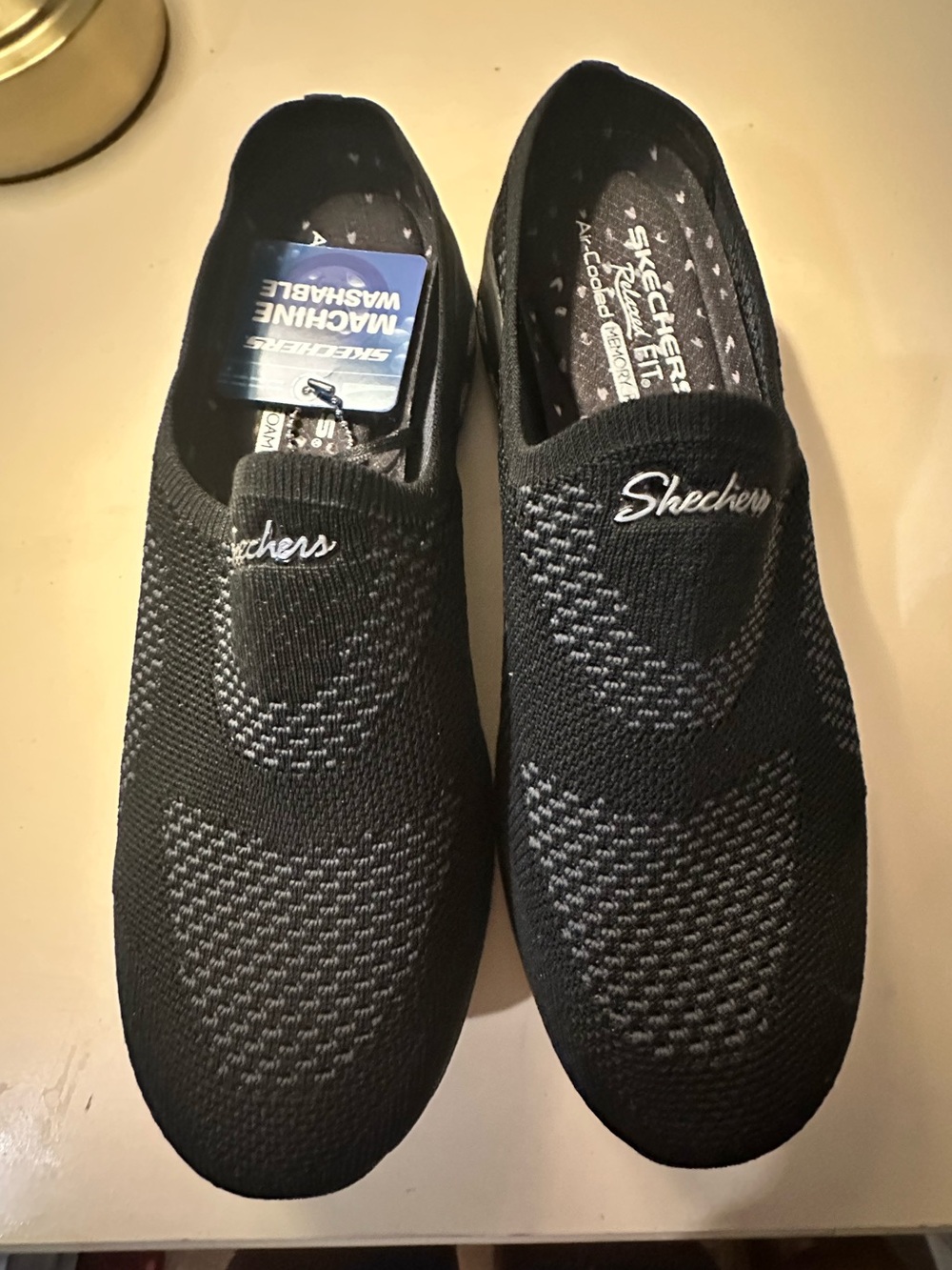 Skechers Black Knit Slip-On Loafers